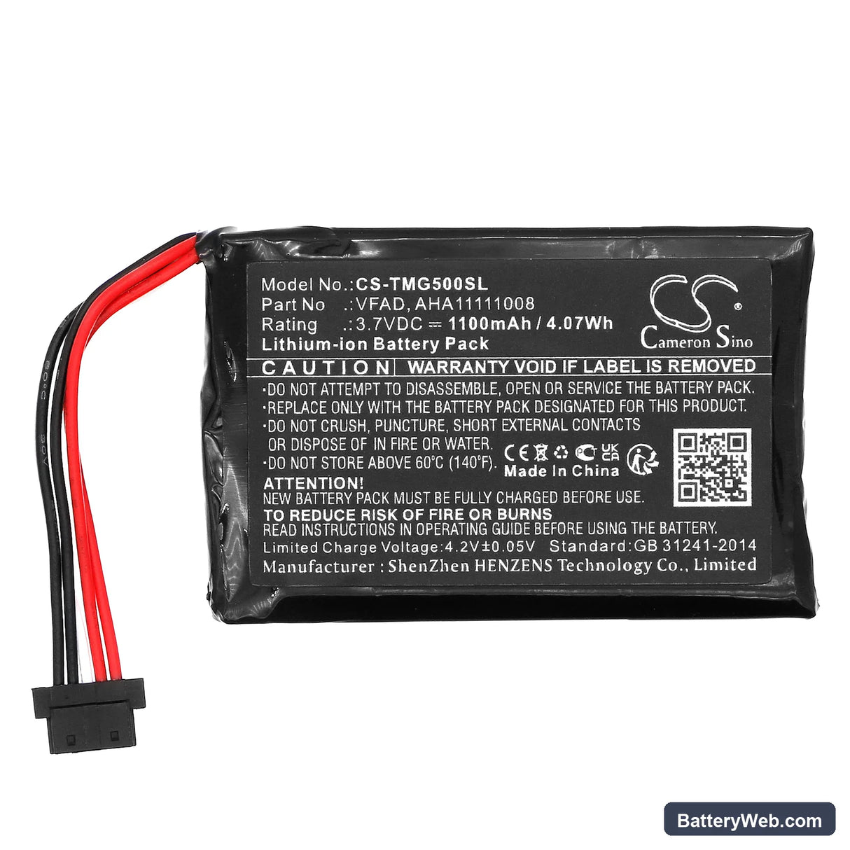 TomTom GO 5100 Replacement Battery, 3.7V, 1100mAh, Li-ion 3