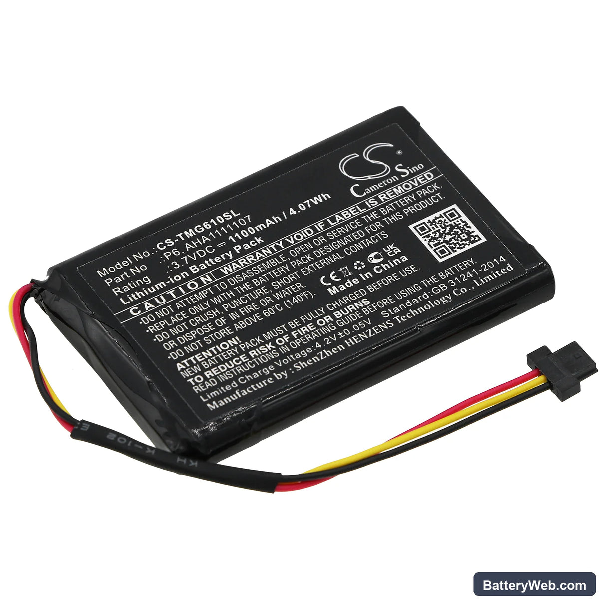 TomTom Go 610 Replacement Battery, 3.7V, 1100mAh, Li-ion 1