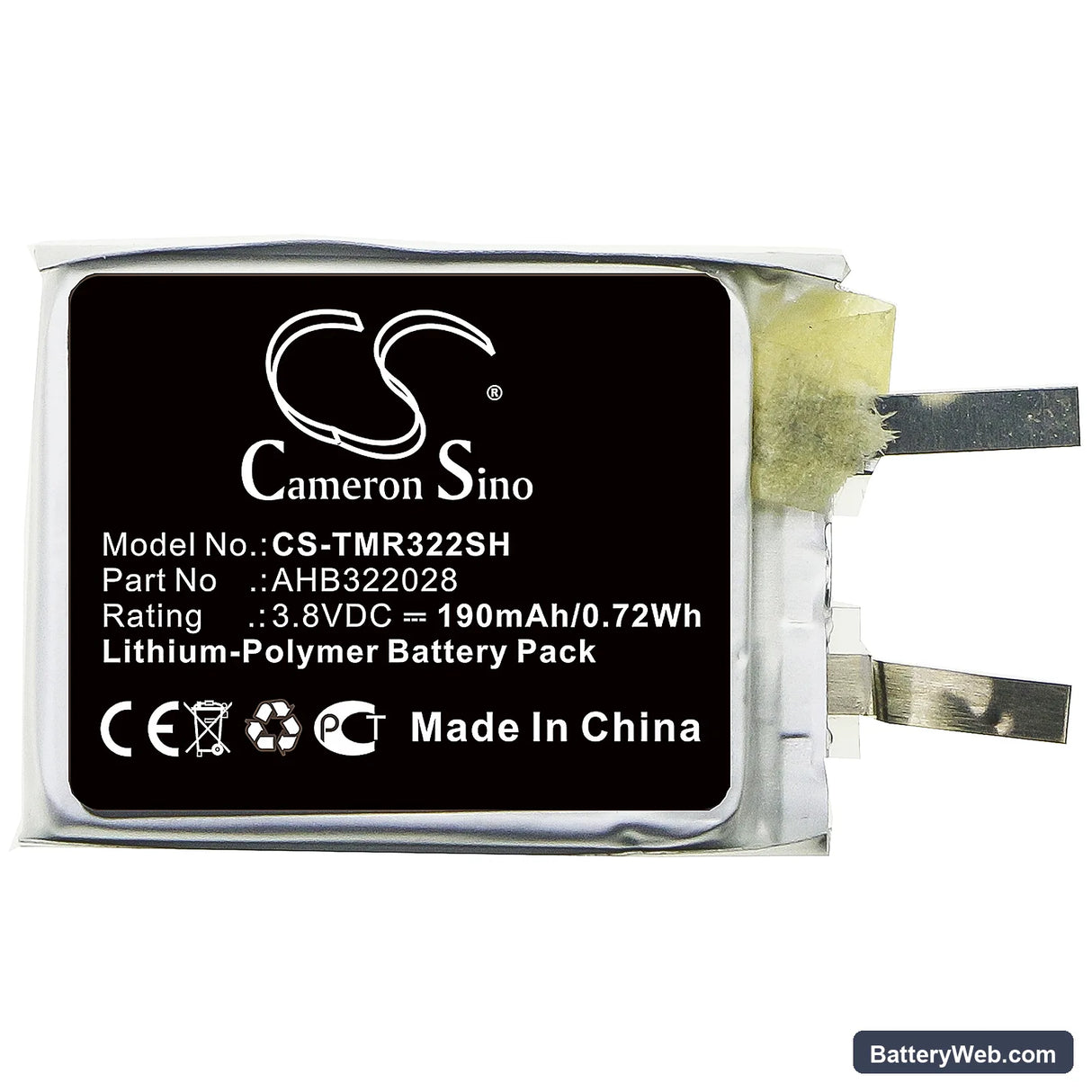 TomTom Runner Cardio Replacement Battery, 3.8V, 190mAh, Li-Polymer 3