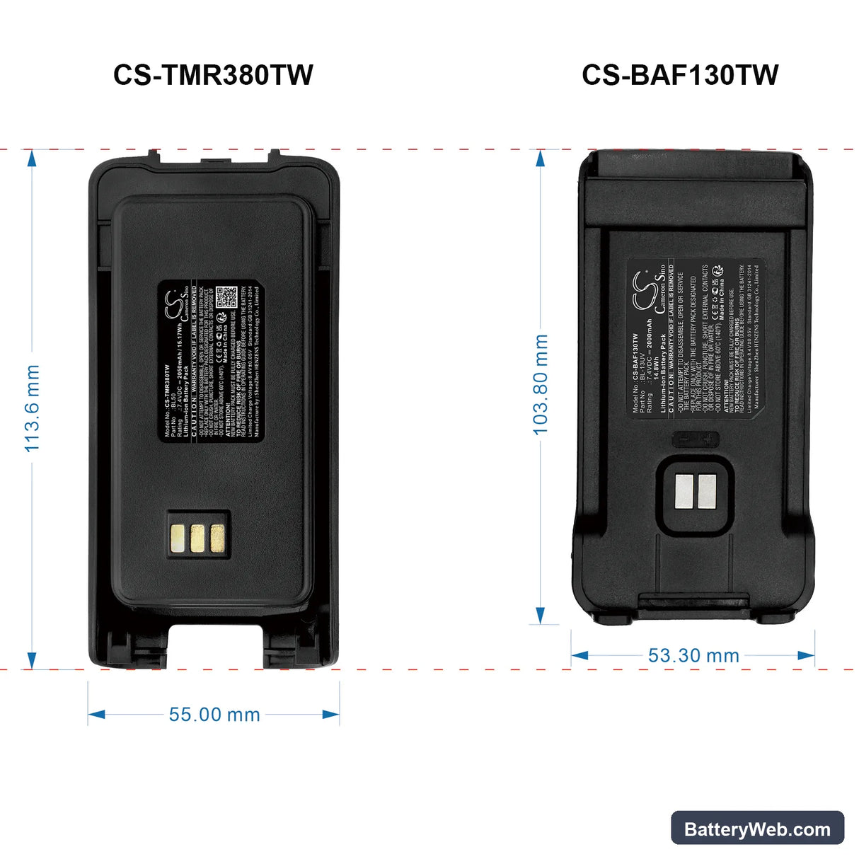 Tytera MD-390 Replacement Battery, 7.4V, 2050mAh, Li-ion 6