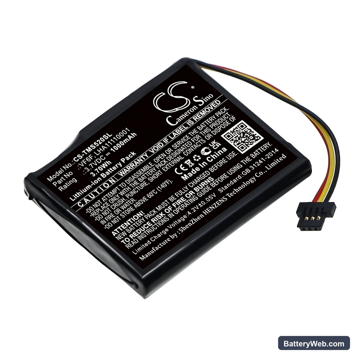 TomTom Start 52 Replacement Battery, 3.7V, 1000mAh, Li-ion 1