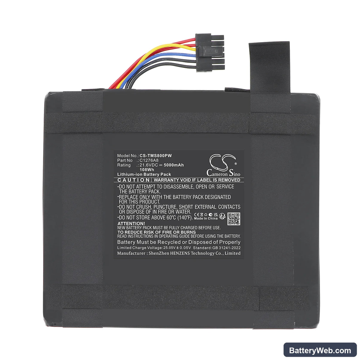 TerraMow S800 Replacement Battery, 21.6V, 5000mAh, Li-ion 3
