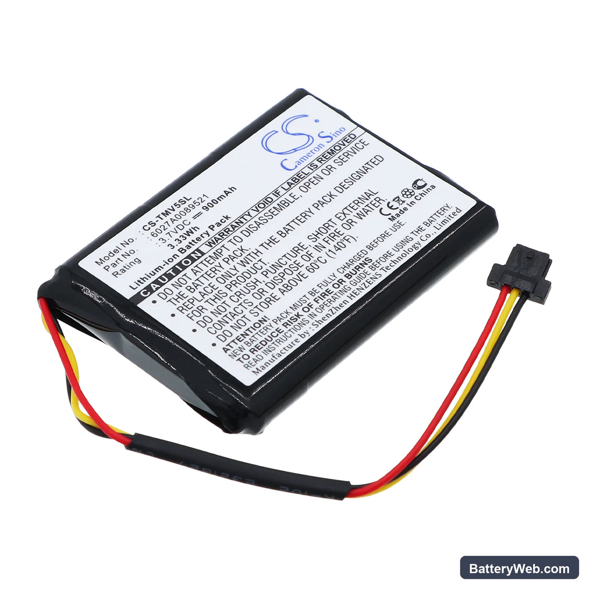 TomTom ONE IQ Replacement Battery, 3.7V, 900mAh, Li-ion 1