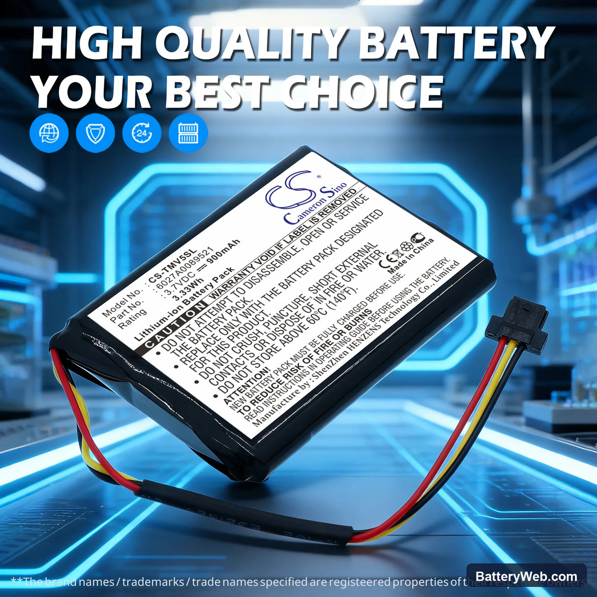 TomTom ONE IQ Replacement Battery, 3.7V, 900mAh, Li-ion 7