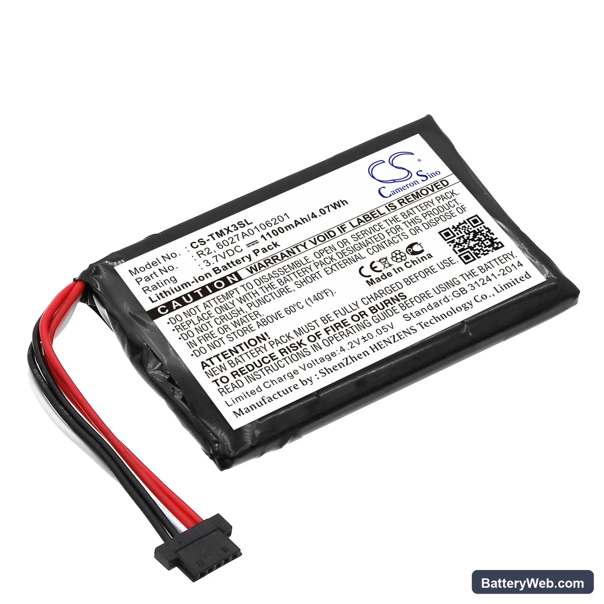 TomTom XXL IQ Routes Replacement Battery, 3.7V, 1100mAh, Li-ion 1