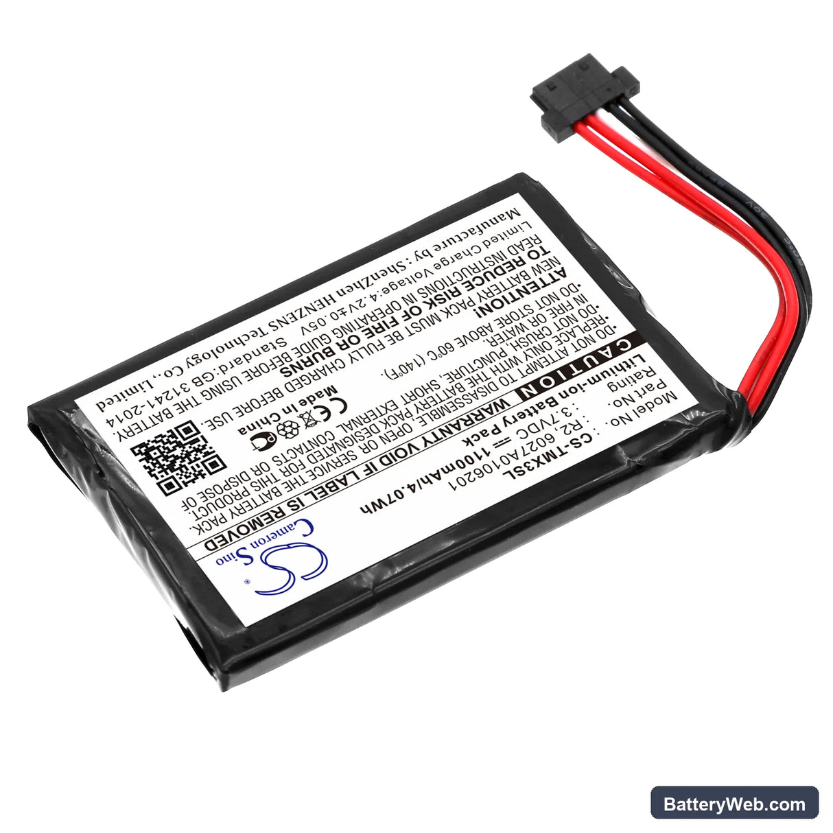 TomTom XXL IQ Routes Replacement Battery, 3.7V, 1100mAh, Li-ion 2