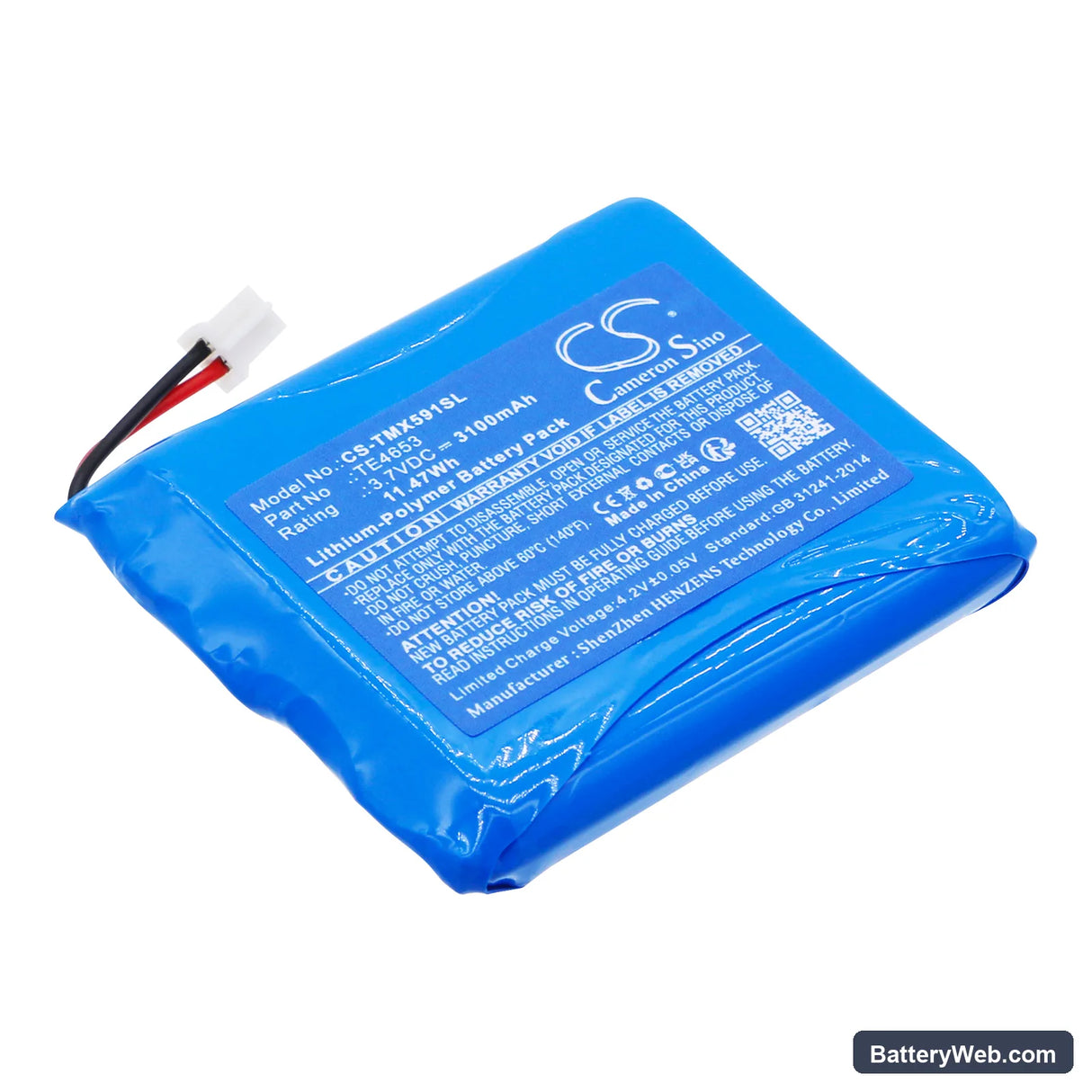 Technaxx TX-59+ Monitor Wireless Door Phone Replacement Battery, 3.7V, 3100mAh, Li-Polymer 1
