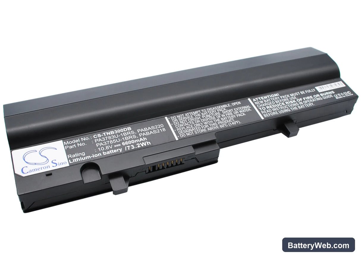 Toshiba Satellite NB300 Replacement Battery, 10.8V, 6600mAh, Li-ion 1