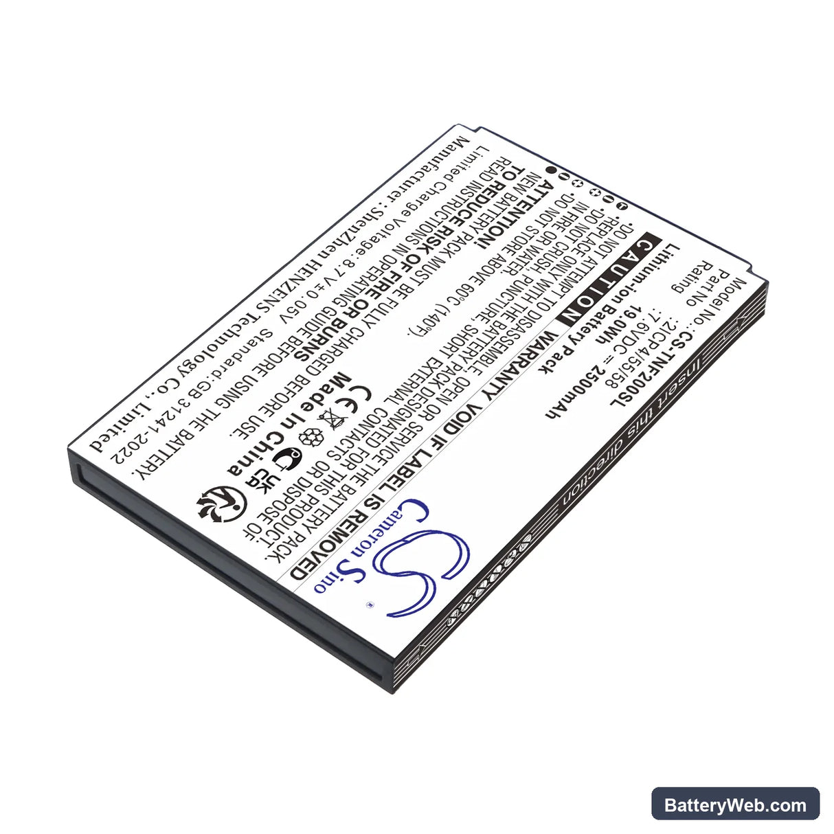 Feitian F20 Replacement Battery, 7.6V, 2500mAh, Li-ion 2