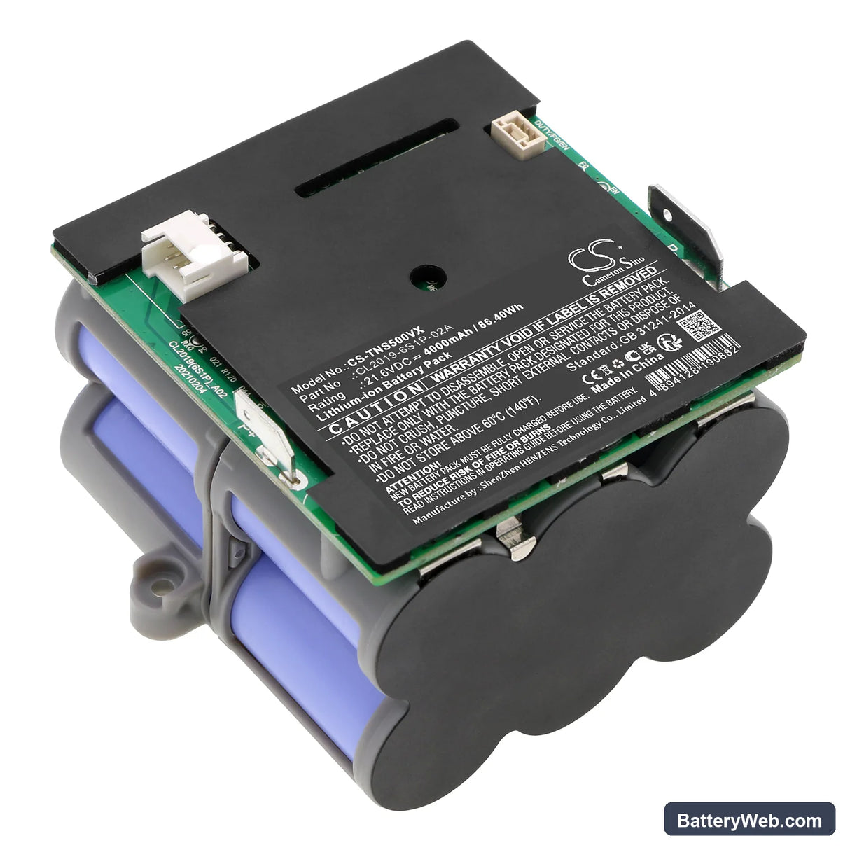 Tineco iFloor S5 FW160100CN Replacement Battery, 21.6V, 4000mAh, Li-ion 1