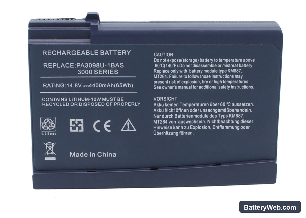 Toshiba Satellite 1200 Replacement Battery, 14.8V, 4400mAh, Li-ion 1