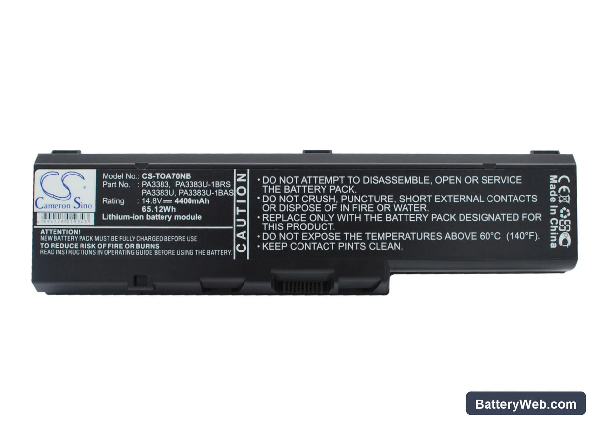 Toshiba Satellite A70 Replacement Battery, 14.8V, 4400mAh, Li-ion 1