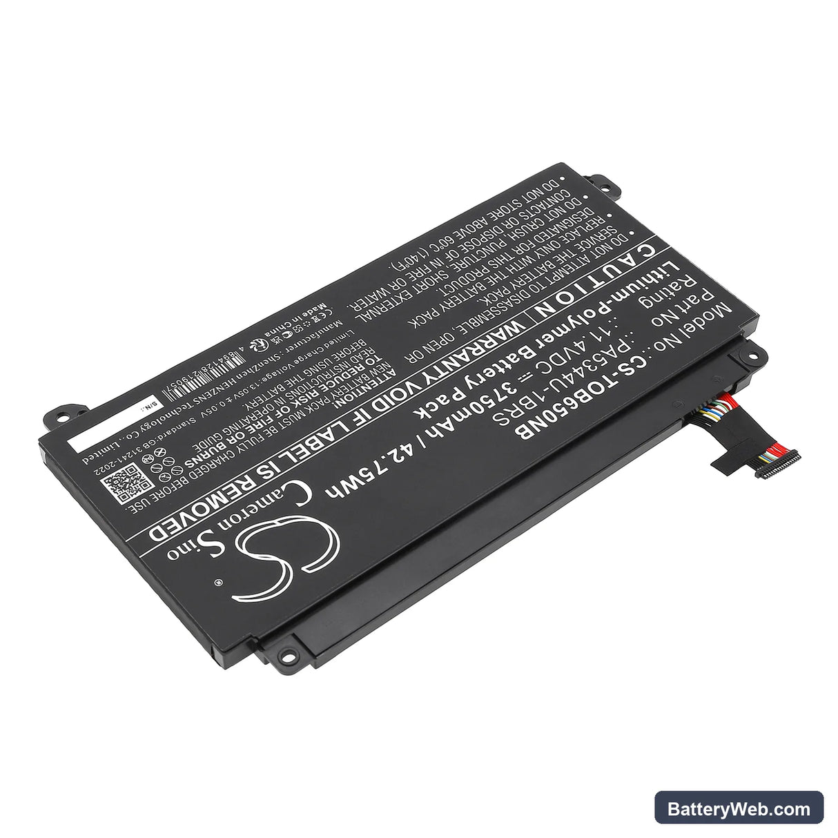 Toshiba Dynabook BJ65/FS Replacement Battery, 11.4V, 3750mAh, Li-Polymer 2