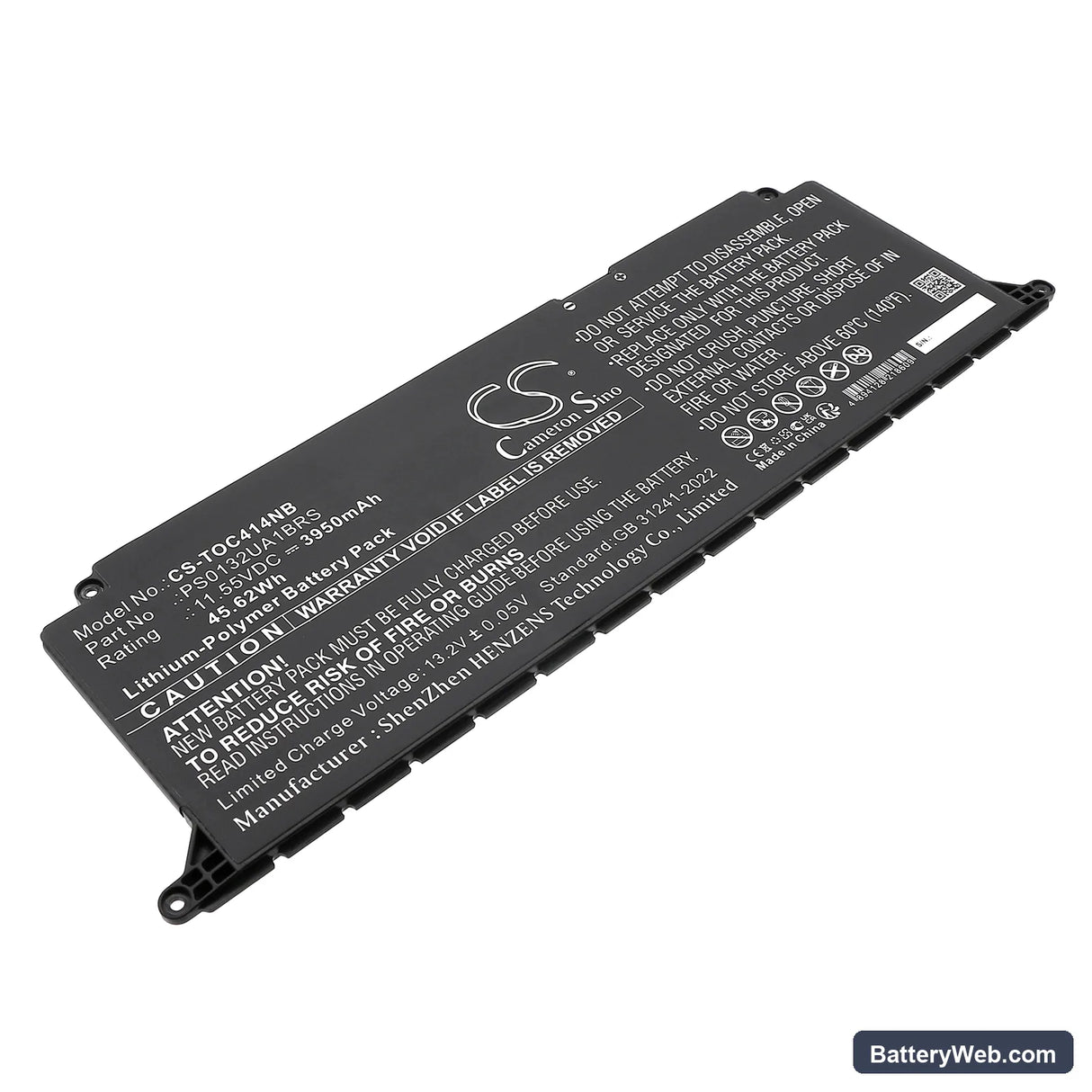 Dynabook Satellite Pro C40-K-00L007 Replacement Battery, 11.55V, 3950mAh, Li-Polymer 1