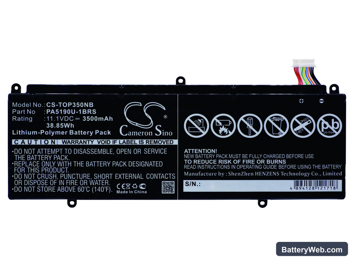Toshiba Click 2 Pro Replacement Battery, 11.1V, 3500mAh, Li-Polymer 5