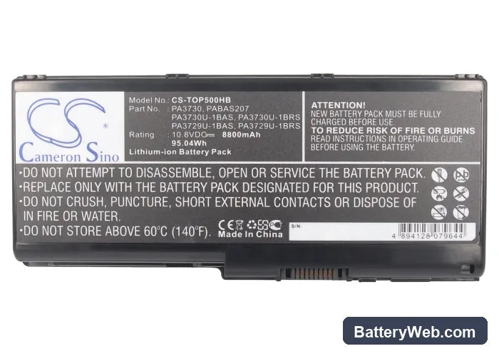 Toshiba Dynabook Qosmio GXW/70LW Replacement Battery, 10.8V, 8800mAh, Li-ion 5