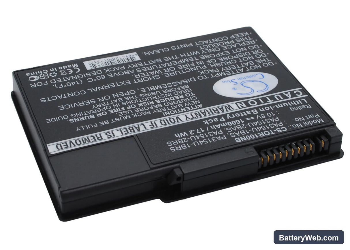 Toshiba Portege 2010 Replacement Battery, 10.8V, 1600mAh, Li-ion 3