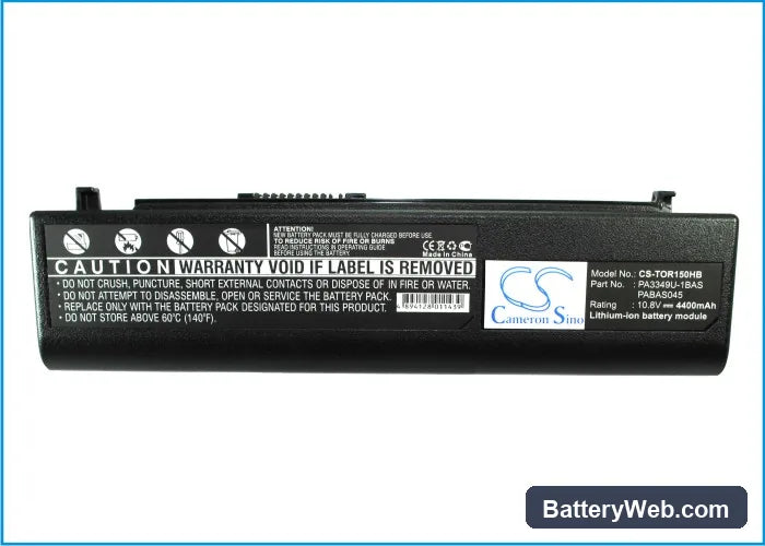 Toshiba Portege R150 PP160L-00KVX Replacement Battery, 10.8V, 4400mAh, Li-ion 5
