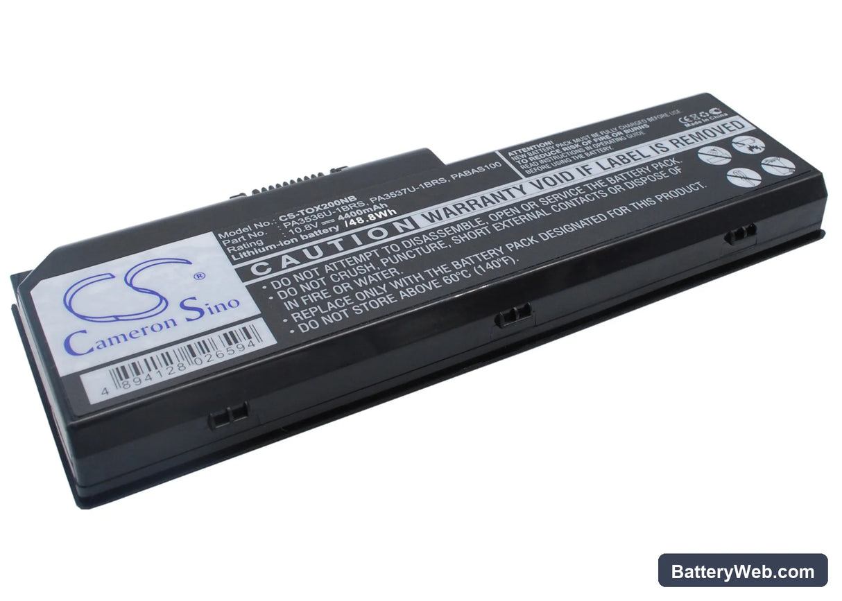 Toshiba Satellite P200-1CB Replacement Battery, 10.8V, 4400mAh, Li-ion 2