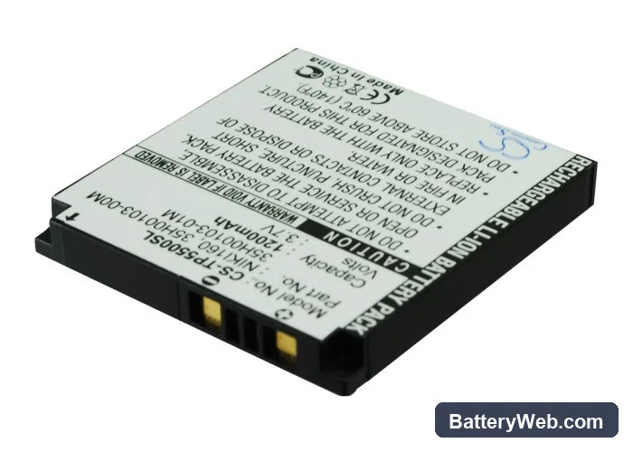 HTC Touch Dual Replacement Battery, 3.7V, 1200mAh, Li-Polymer 2