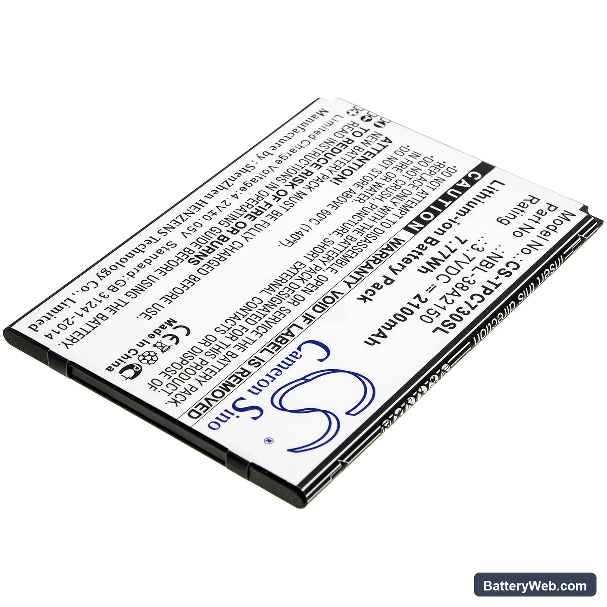 TP-Link Neffos C7 Lite Replacement Battery, 3.7V, 2100mAh, Li-ion 2