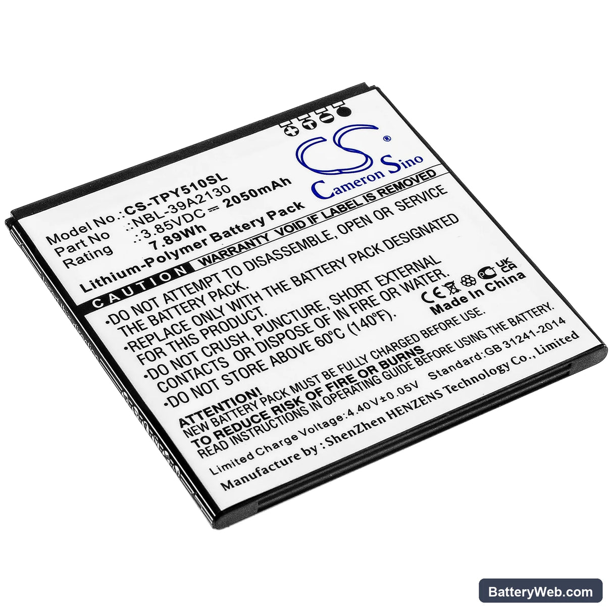Neffos Y5 Replacement Battery, 3.85V, 2050mAh, Li-Polymer 1