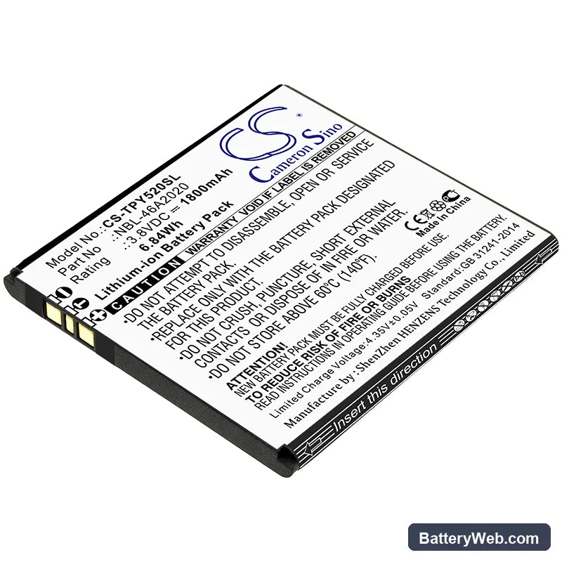 Neffos Y5L Replacement Battery, 3.8V, 1800mAh, Li-ion 1