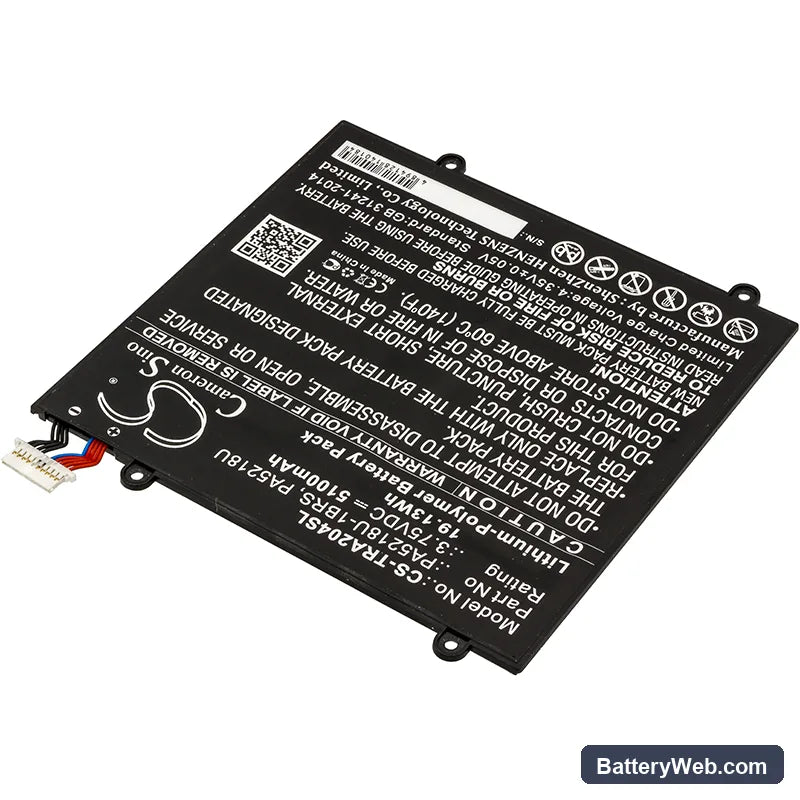 Toshiba Excite A204 Replacement Battery, 3.75V, 5100mAh, Li-Polymer 2