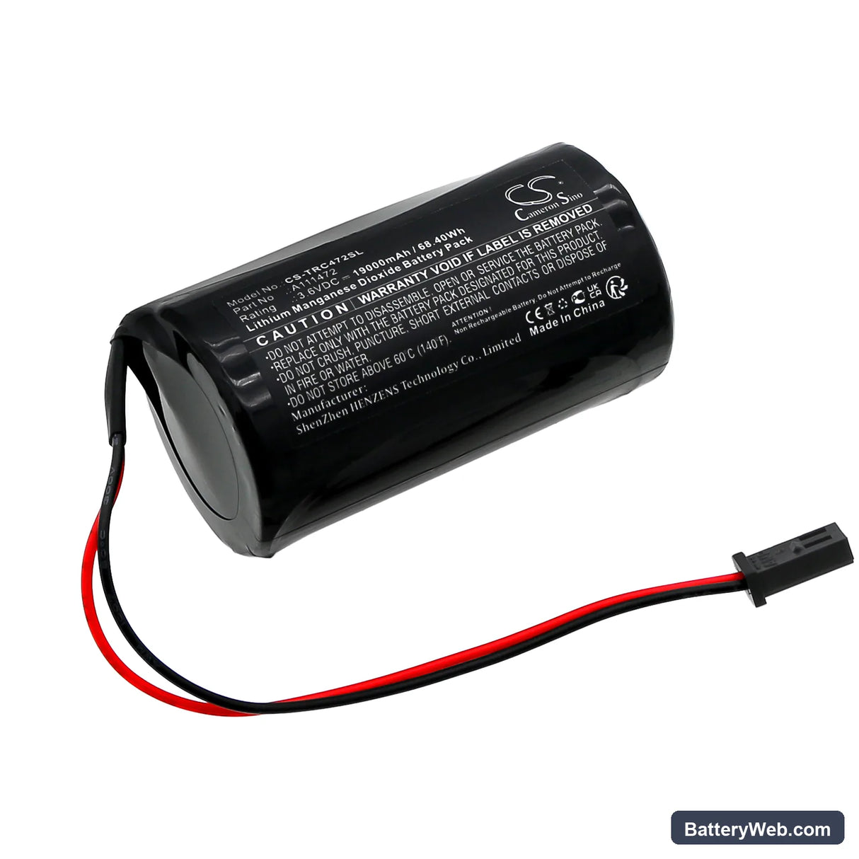 Itron Corus Gas Volume Vonverter Replacement Battery, 3.6V, 19000mAh, Li-MnO2 1