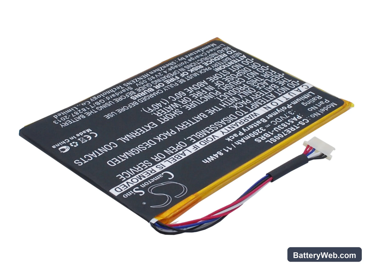 Toshiba Excite Go Mini 7 Replacement Battery, 3.7V, 3200mAh, Li-Polymer 2