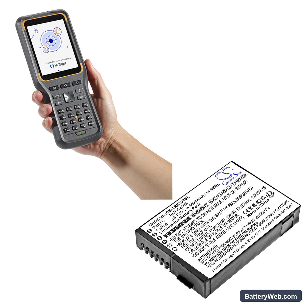 Hi-Target ihand 30 data controller Replacement Battery, 3.7V, 4000mAh, Li-ion 6