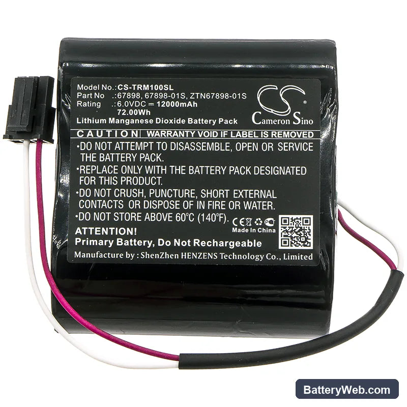 Trimble FM1000 Replacement Battery, 6V, 12000mAh, Li-MnO2 3