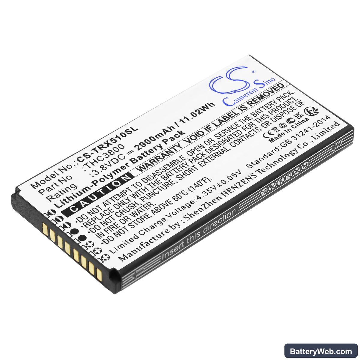 Thuraya X5-Touch Replacement Battery, 3.8V, 2900mAh, Li-Polymer 1