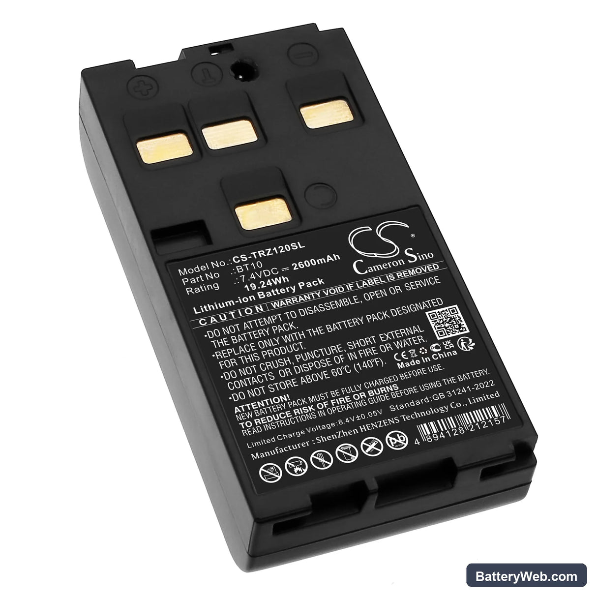 Hi-Target ZTS-120 Replacement Battery, 7.4V, 2600mAh, Li-ion 1