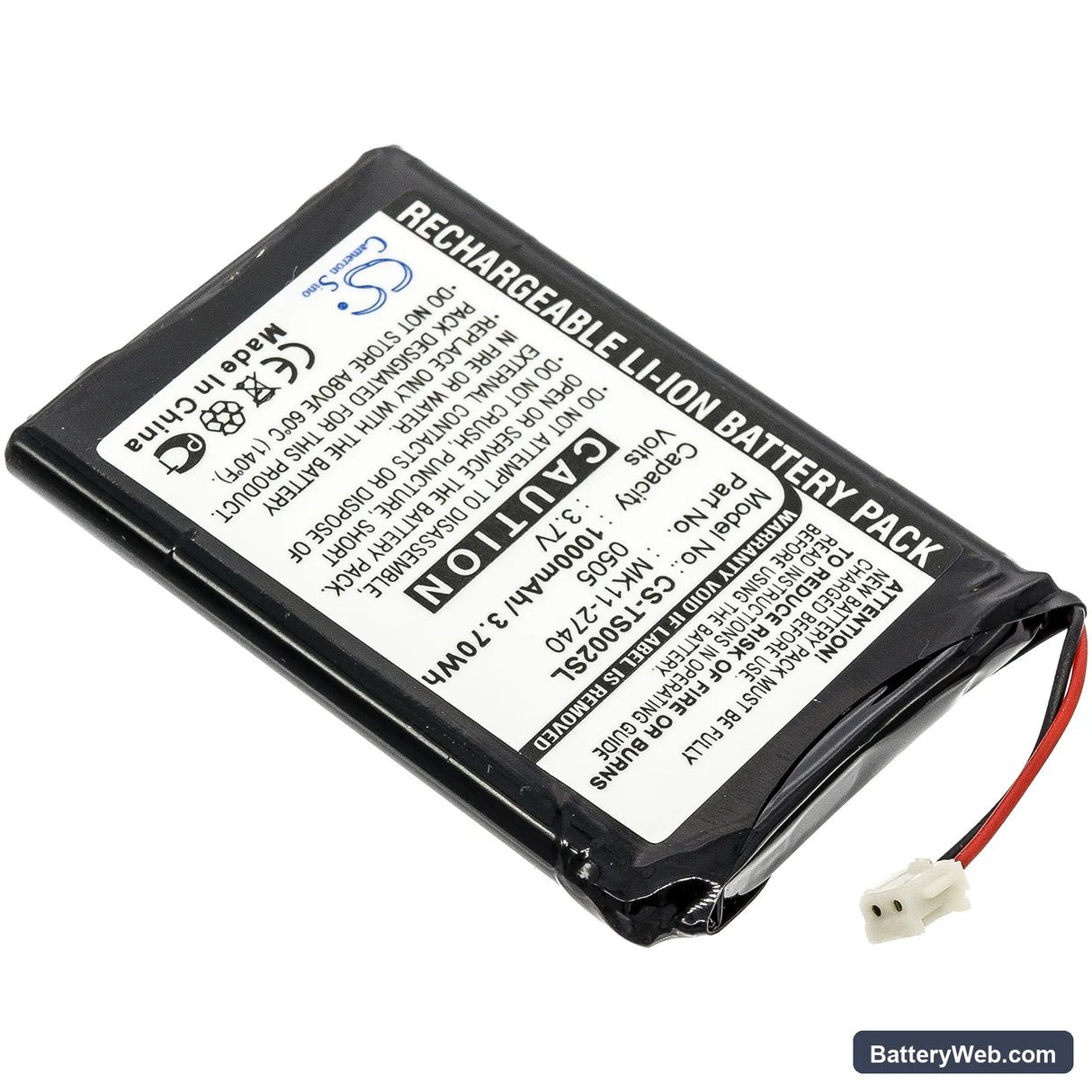 Toshiba Gigabeat MEGF10 Replacement Battery, 3.7V, 1000mAh, Li-ion 2
