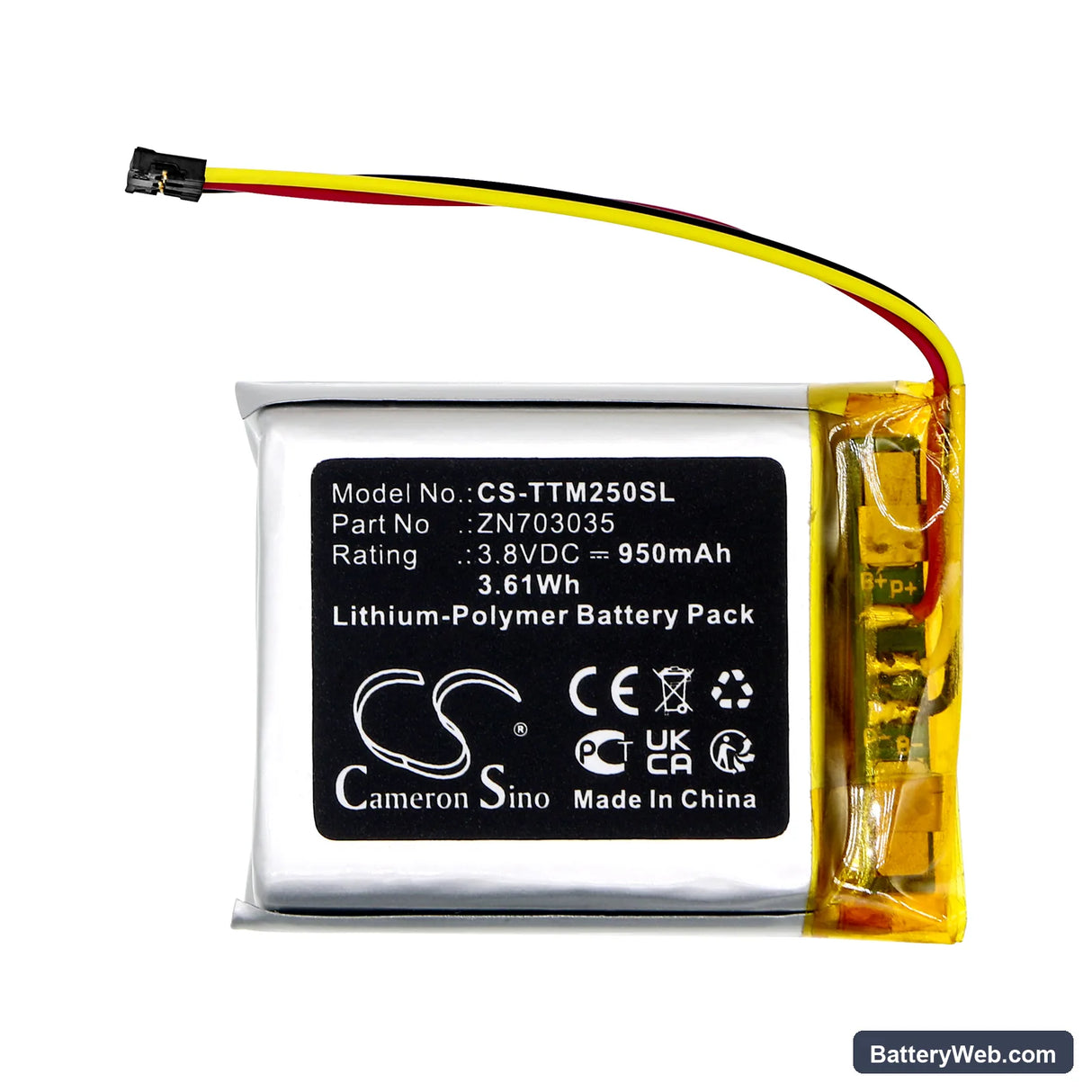 Teltonika TM250 Replacement Battery, 3.8V, 950mAh, Li-Polymer 3