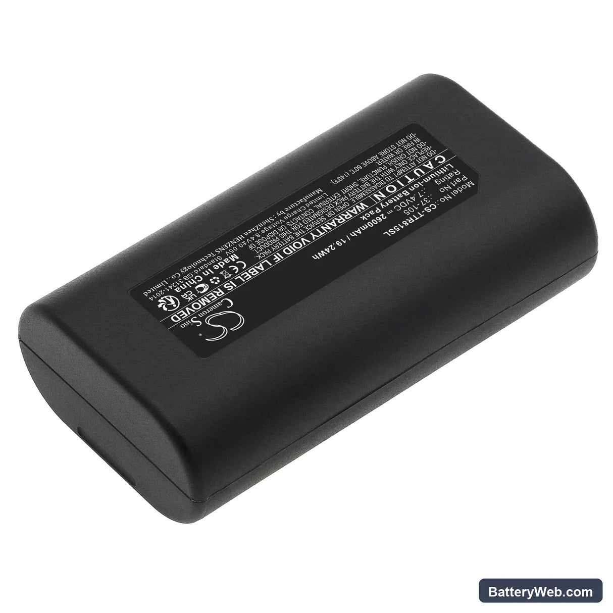 Triplett CamView IP Pro 5” Camera Tester Replacement Battery, 7.4V, 2600mAh, Li-ion 2