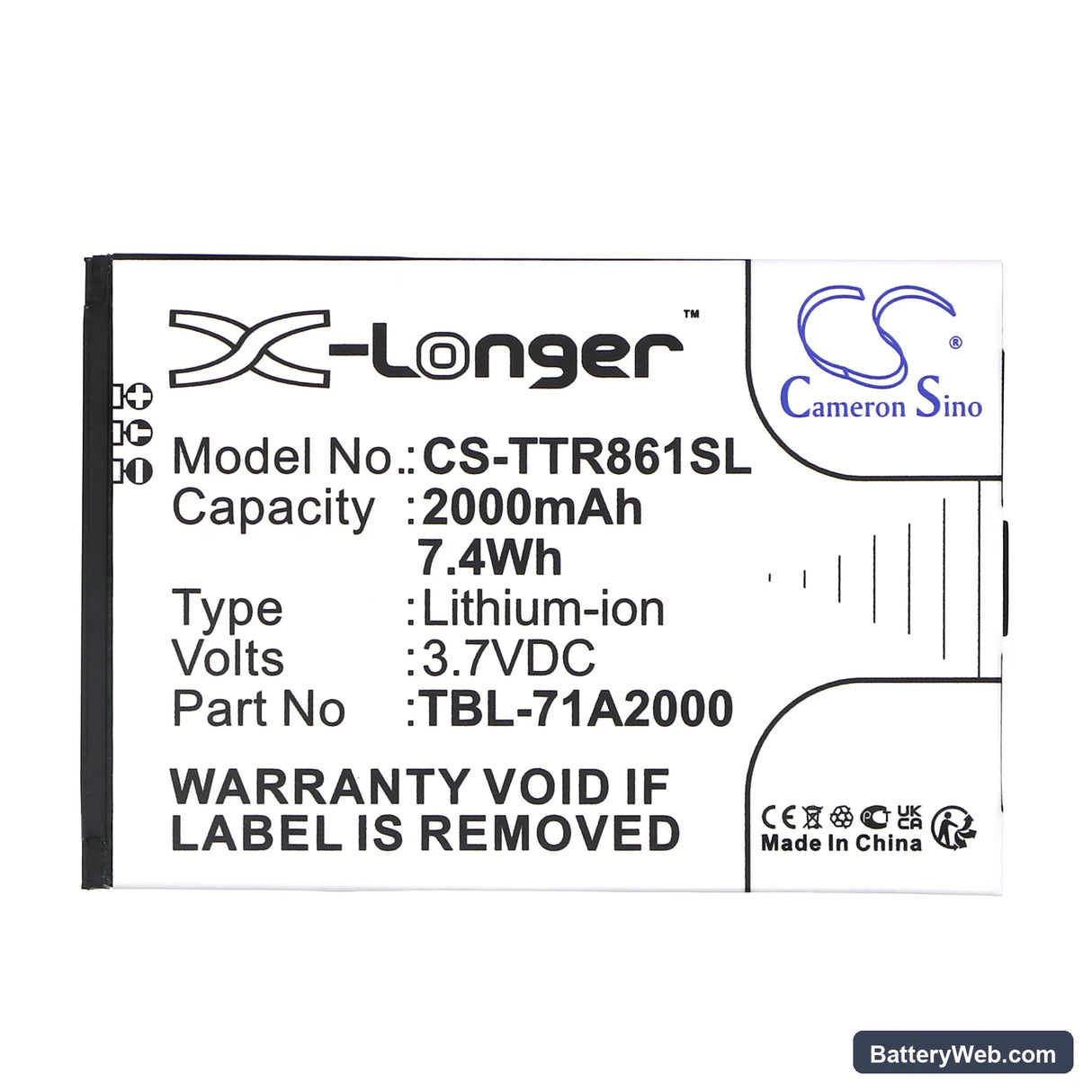 TP-Link TL-TR861 Replacement Battery, 3.7V, 2000mAh, Li-ion 5