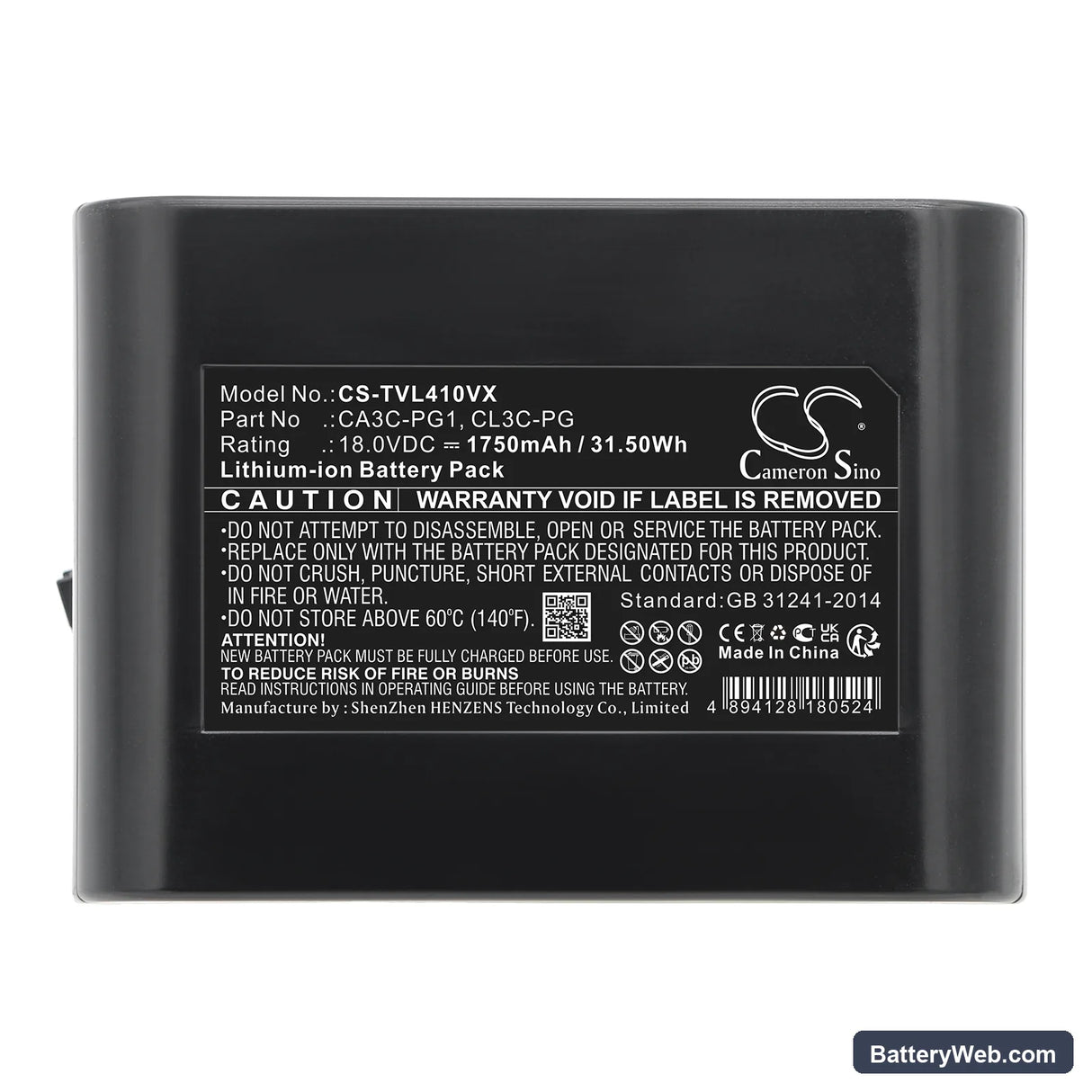 Midea VH02-VS Replacement Battery, 18V, 1750mAh, Li-ion 5