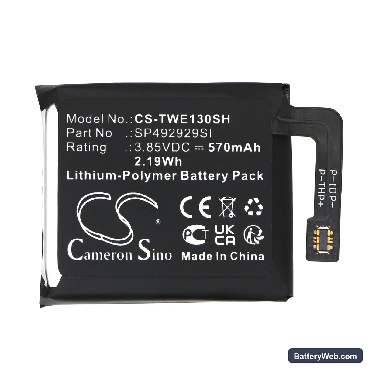Ticwatch Pro 3 Replacement Battery, 3.85V, 570mAh, Li-Polymer 3
