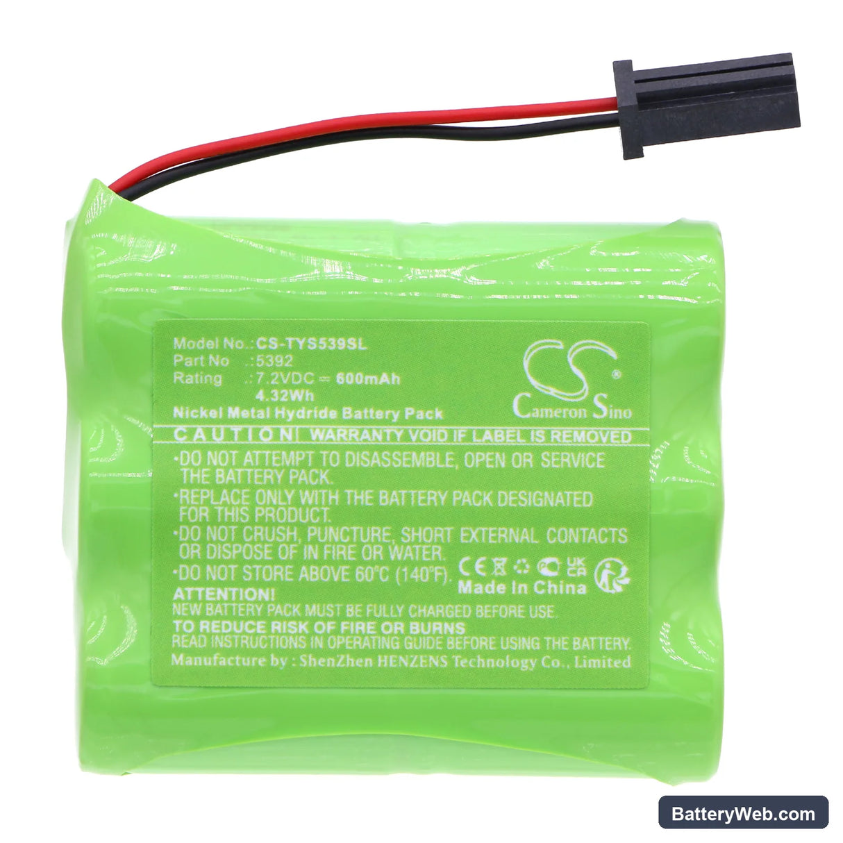 Toyota Alarm Sounder Replacement Battery, 7.2V, 600mAh, Ni-MH 3