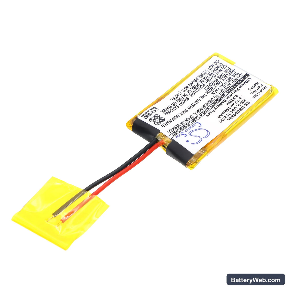 Ultralife UBC322030 Replacement Battery, 3.7V, 140mAh, Li-Polymer 2