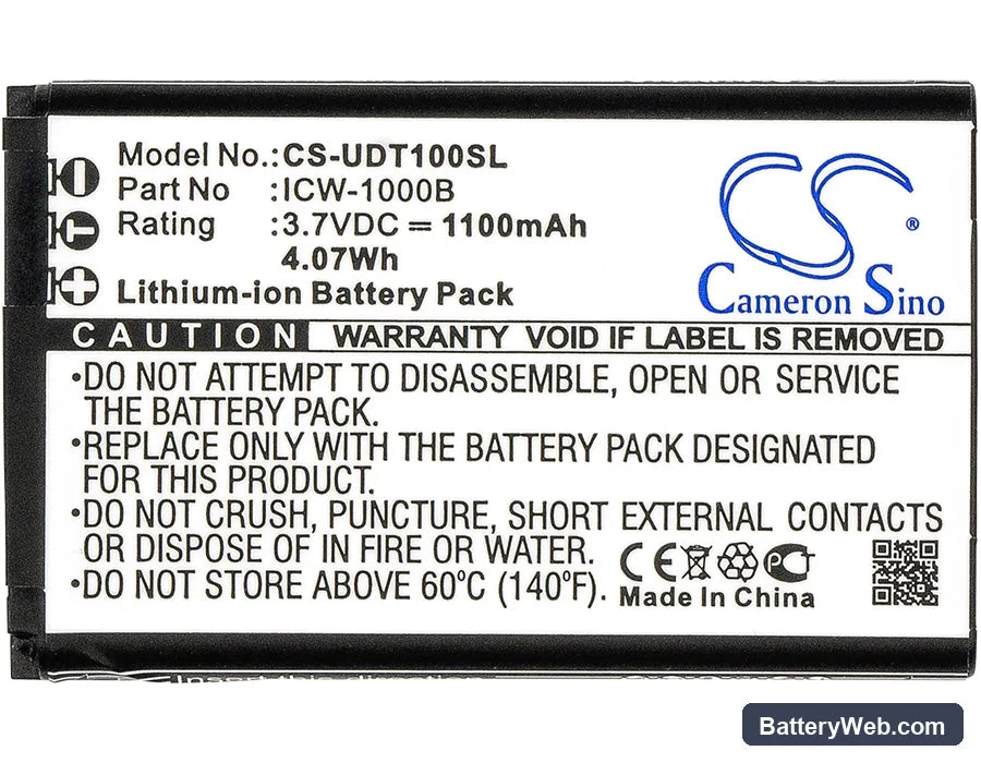UniData WPU-7700 Replacement Battery, 3.7V, 1100mAh, Li-ion 5