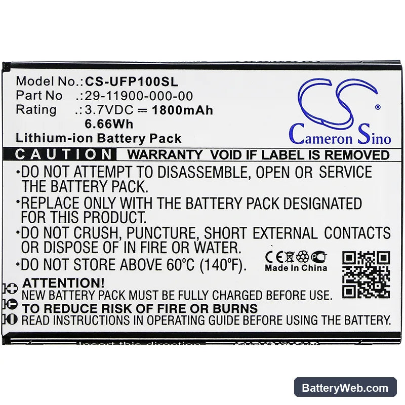 Ulefone Paris Replacement Battery, 3.7V, 1800mAh, Li-ion 3