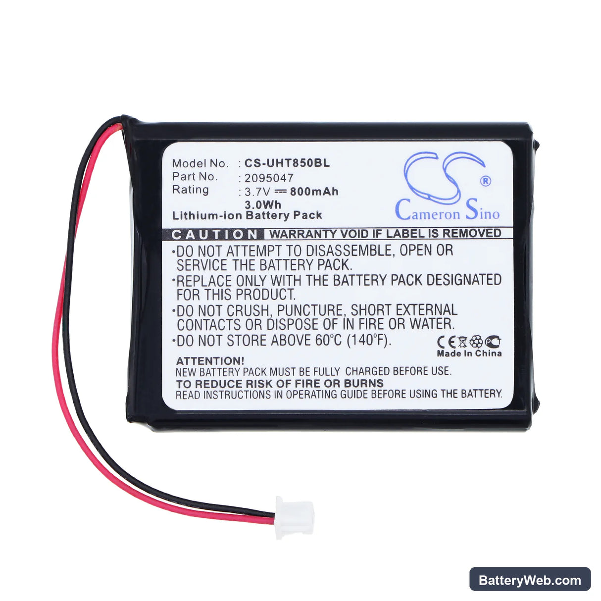 Unitech HT850 Replacement Battery, 3.7V, 800mAh, Li-ion 3