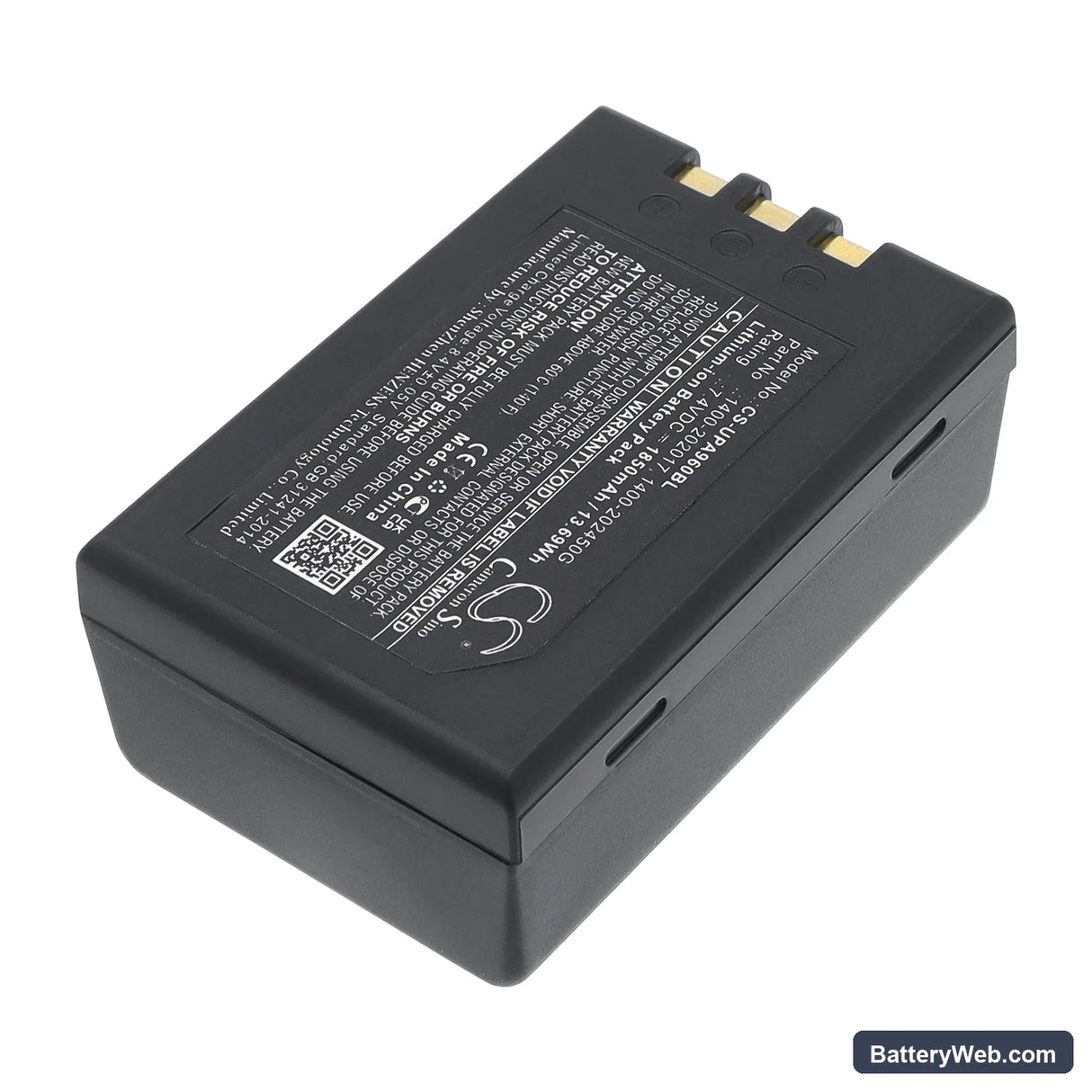 Unitech PA960 Replacement Battery, 7.4V, 1850mAh, Li-ion 2