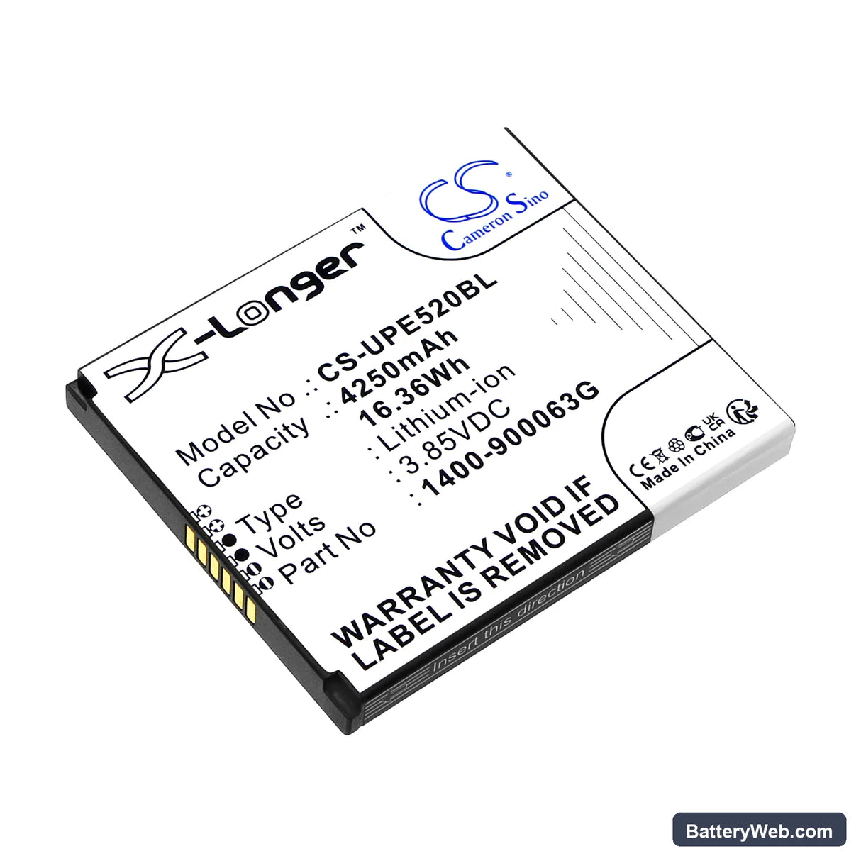 Unitech EA520 Replacement Battery, 3.85V, 4250mAh, Li-ion 1