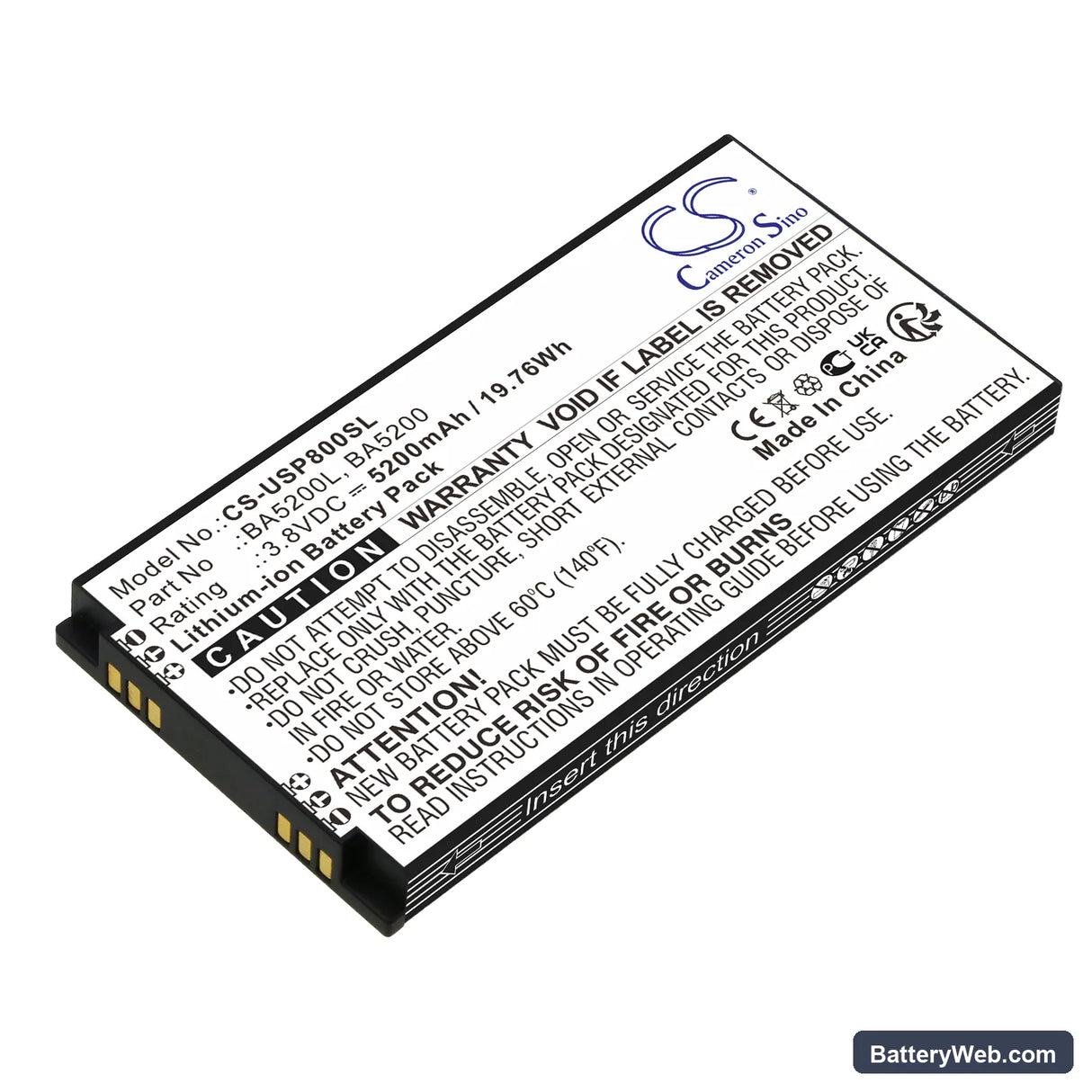 UniStrong P8II E Replacement Battery, 3.8V, 5200mAh, Li-ion 1