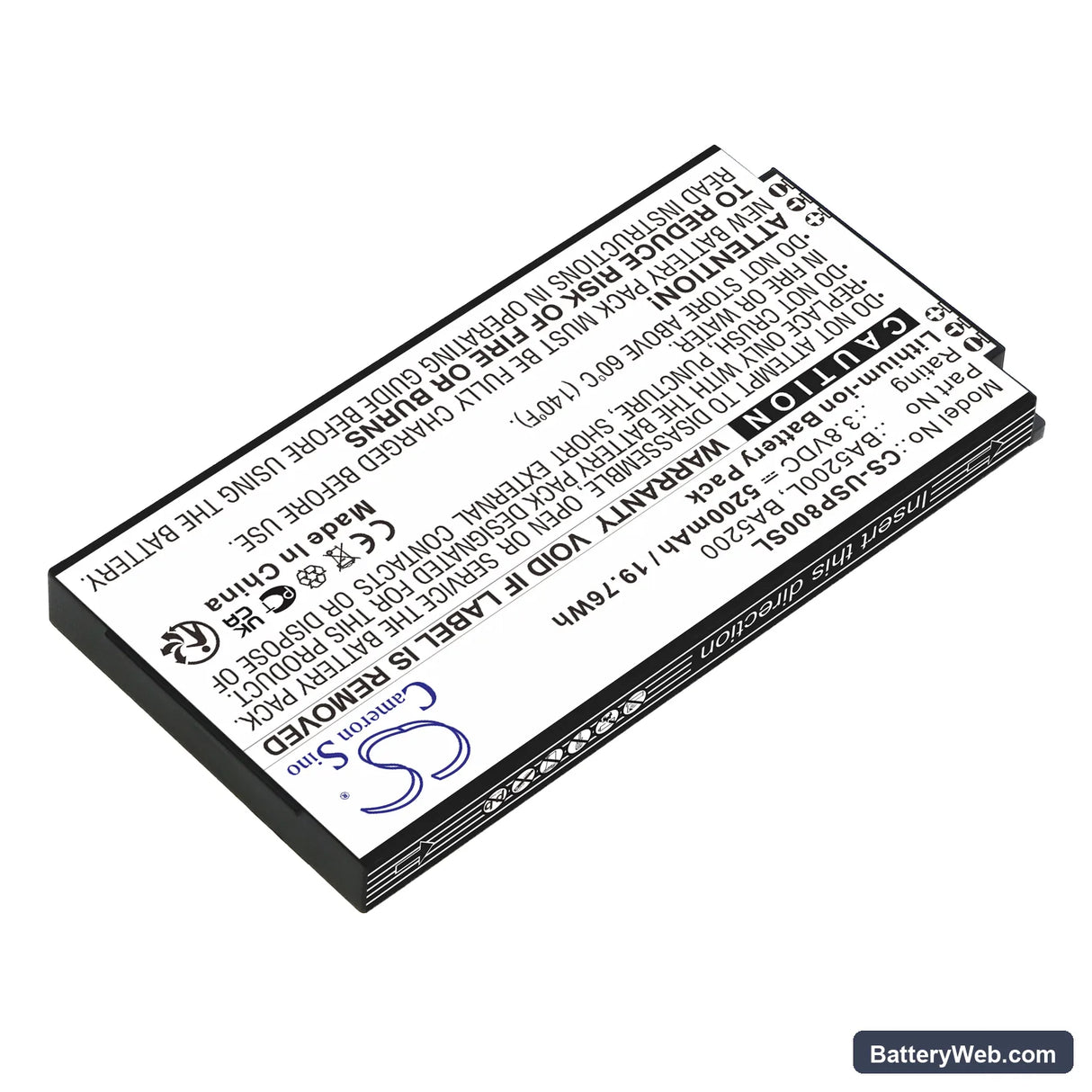UniStrong P8II E Replacement Battery, 3.8V, 5200mAh, Li-ion 2