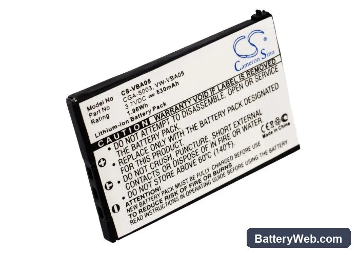Panasonic SV-AS10-W Replacement Battery, 3.7V, 530mAh, Li-ion 5